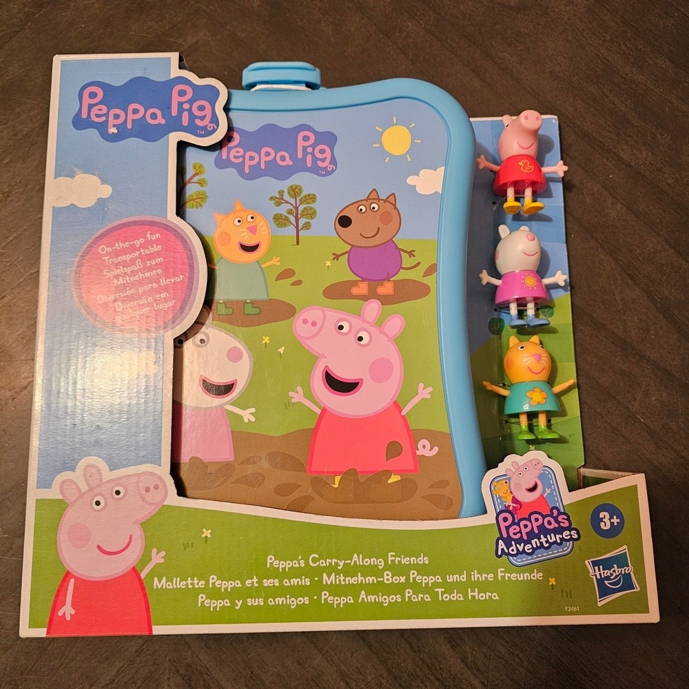 New Peppa Pig Peppa's Adventures Peppa's Carry-Along Friends Case + 4 Figures‎
